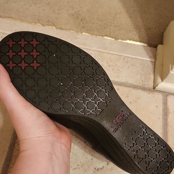 Ugg Women's "Emalie" Brown Suede & Leather Wedge Heel Ankle Boots Size 12 - Picture 8 of 12